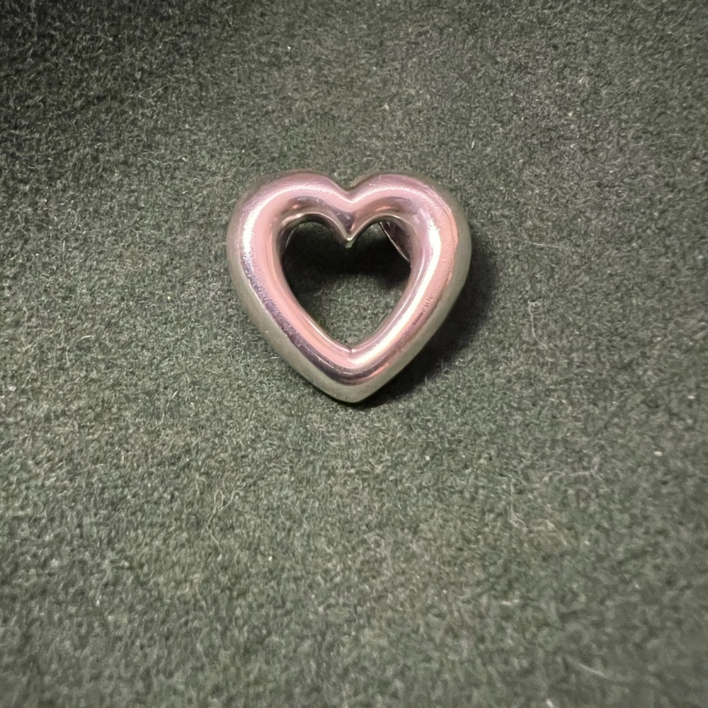 James Avery Heavy Sterling Silver Open Puffed Heart Slider Pendant for Cord